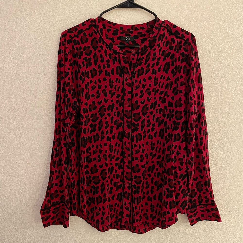 Rails Lillian Red Leopard Print Button Down Blous… - image 1